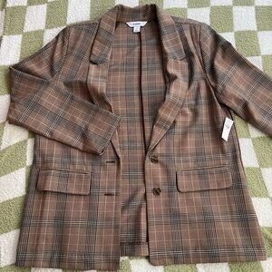 Old Navy Tan and Black Plaid Blazer Jacket